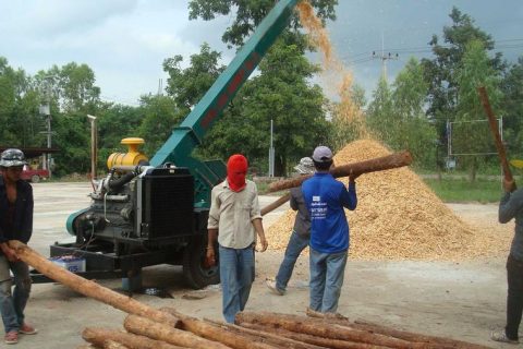 Southeast Asian Timber Yard Small wood chip processing plant Southeast Asian Timber Yard Small wood chip processing plant